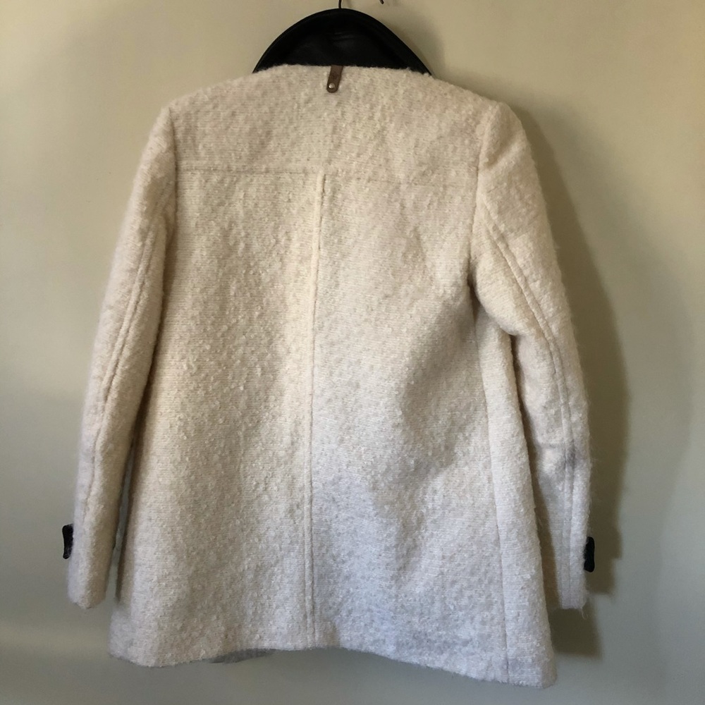 Mackage Coat Wool Leather Zippers Jacket White  Mohair XS - Picture 6 of 9